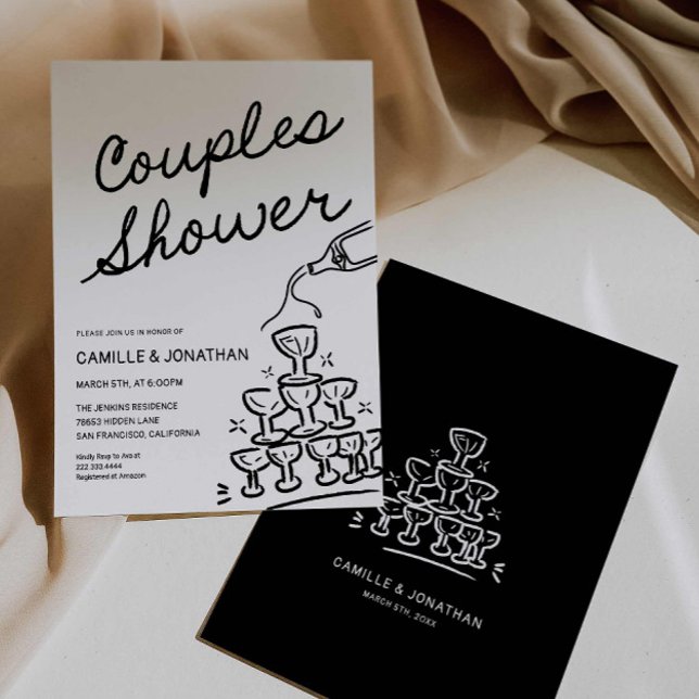 Convite para Chás de Casais de Champanhe (Champagne Couples Shower Invitation)