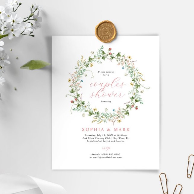 Convite para Chás de Casais de flor selvagem russo (Criador carregado)