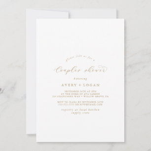 Convite para Chás de Casais de Script Dourado Ele