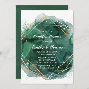 Convite para Chás de Casais Dourados Verde