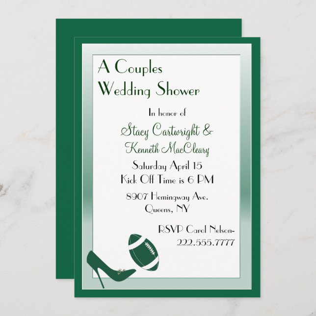 Convite para Chás de casamento de Casais de futebo (Frente/Verso)