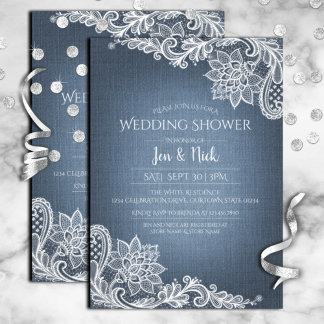 Convite para Chás de casamento Denim e Lace