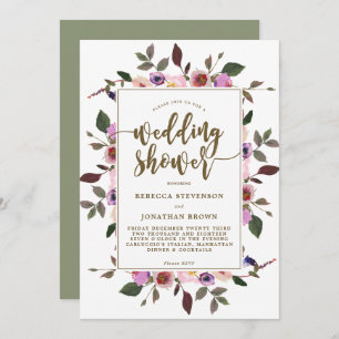 Convite para chás de casamento florais bonito