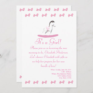 Convite para Chás de Cavalo Rochoso Cor-de-Rosa e 