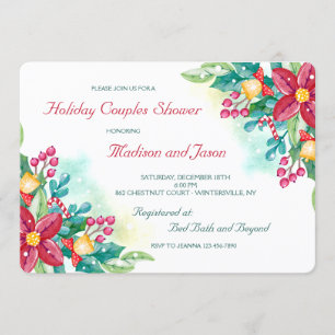 Convite para Chás de Flores de Natal de Aquarela