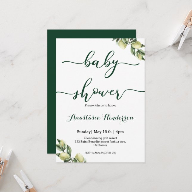 Convite para chás de fraldas (Frente/Verso In Situ)