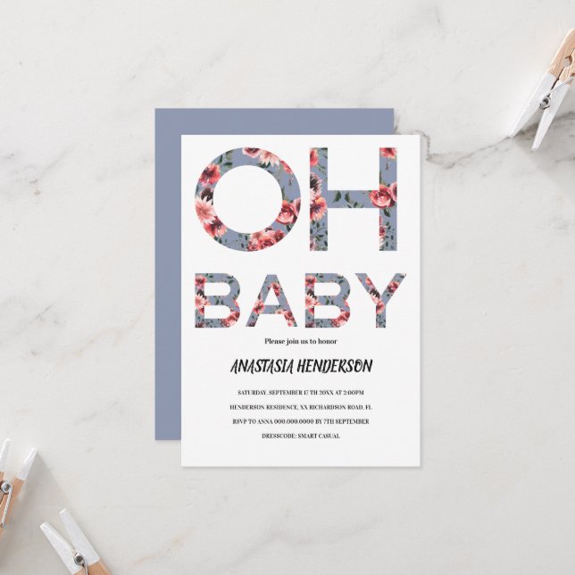 Convite para chás de fraldas. (Frente/Verso In Situ)