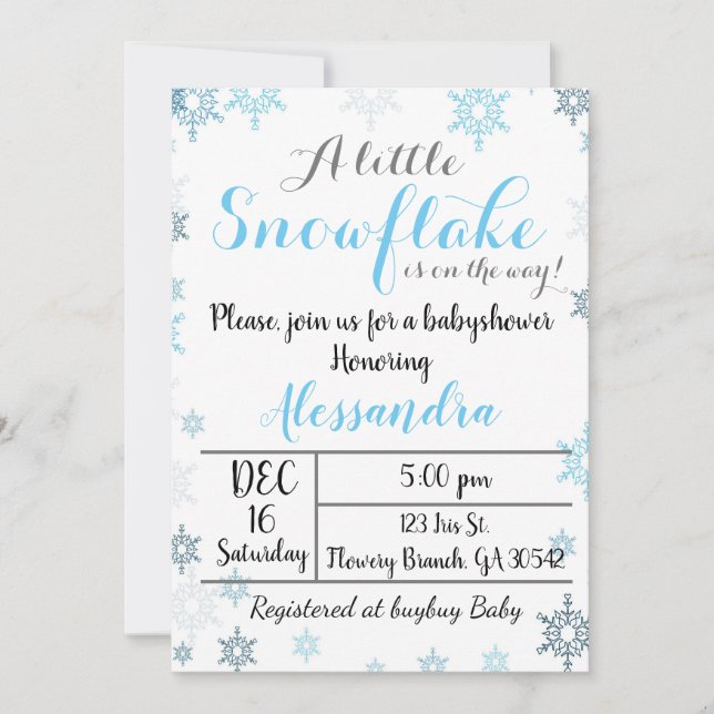 Convite para Chás de fraldas (Frente)