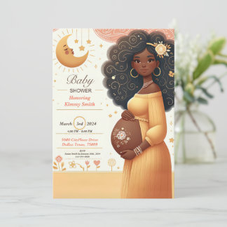 Convite para Chás de fraldas Afro-Americano