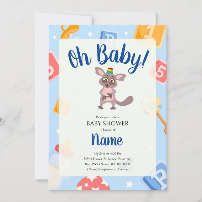 Convite para Chás de fraldas Akili e Me (Frente)