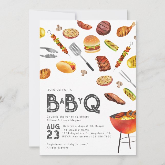 Convite para Chás de fraldas Baby Q | Chá de frald (Frente)