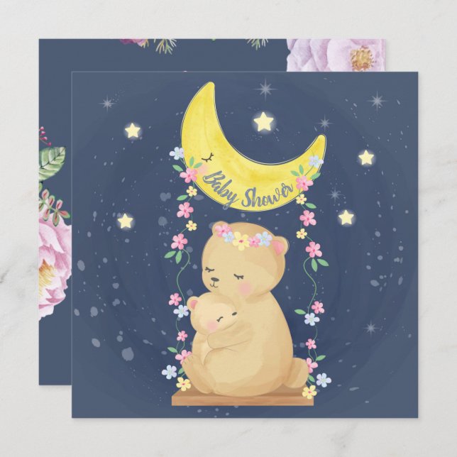 Convite para Chás de fraldas Bears (Frente/Verso)