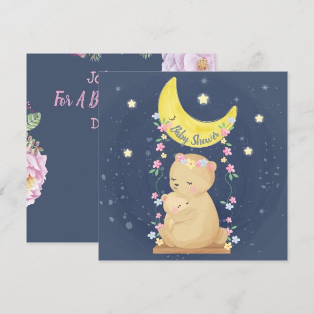 Convite para Chás de fraldas Bears (Frente/Verso)