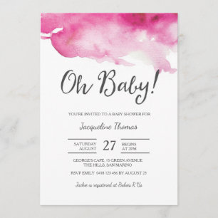 Convite para chás de fraldas Bebê rosa