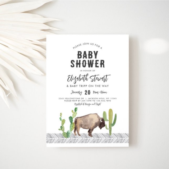 Convite para Chás de fraldas Bison Buffalo (Buffalo Baby Shower Invitation)