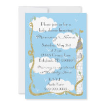 Convite para chás de fraldas. Castelo Dourado/Prat