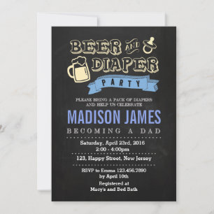 Convite para chás de fraldas. Cerveja e Fralda