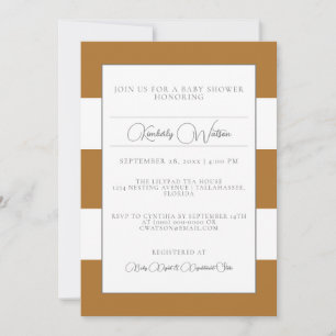 Convite para Chás de fraldas com faixa laranja que