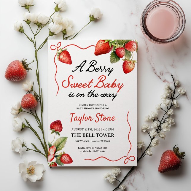 Convite para chás de fraldas | Convite Berry Sweet (Criador carregado)