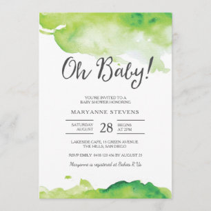 Convite para chás de fraldas   Cor da água verde