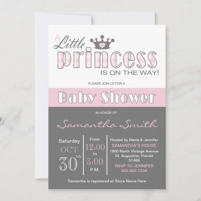 Convite para Chás de fraldas da Princesa (Frente)