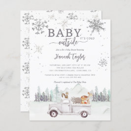 Convite para Chás de fraldas da Woodland de invern