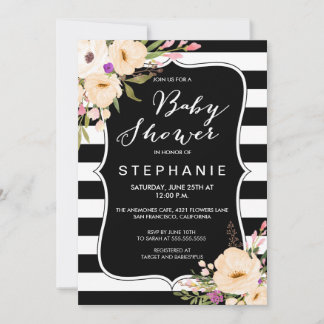 Convite para Chás de fraldas de Anêmonas de Aquare