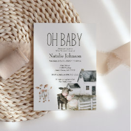 Convite para Chás de fraldas de animais Fazendas