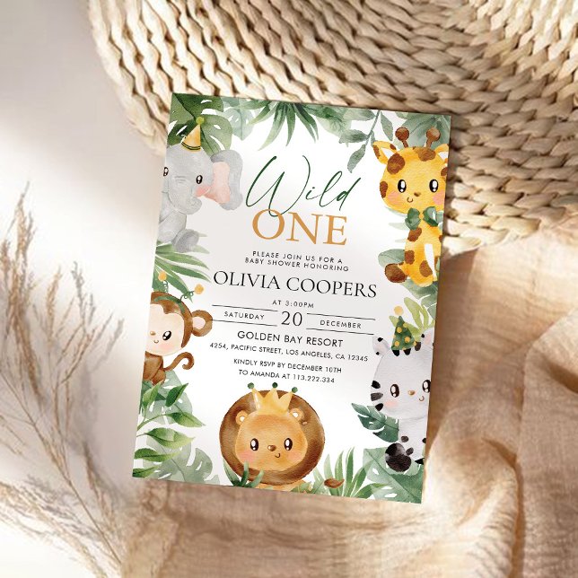 Convite Para Chás de fraldas De Animais Safari (Criador carregado)