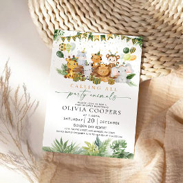 Convite Para Chás de fraldas De Animais Safari