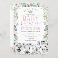 Convite Para Chás de fraldas De Animais Safari