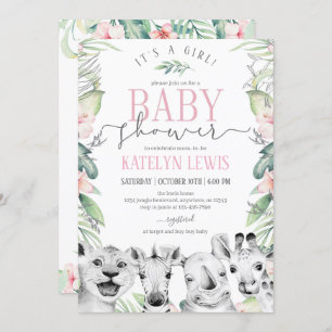 Convite Para Chás de fraldas De Animais Safari