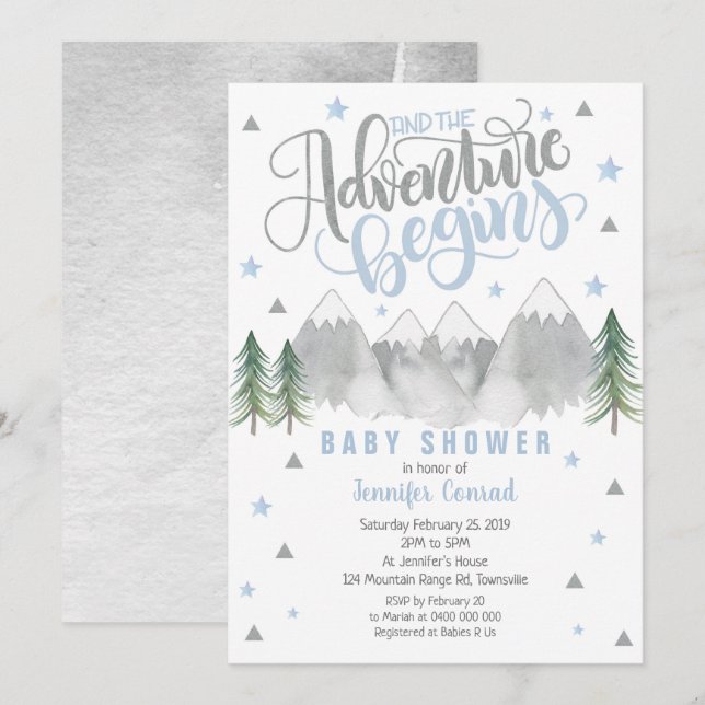 Convite para Chás de fraldas de Aventura (Frente/Verso)