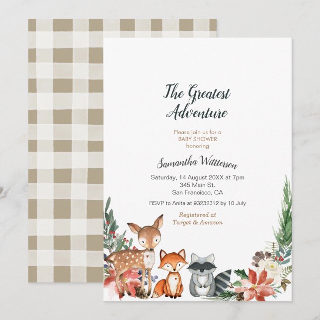 Convite para Chás de fraldas de aventura russa par (Frente/Verso)