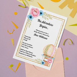 Convite para Chás de fraldas de balão de ar quente