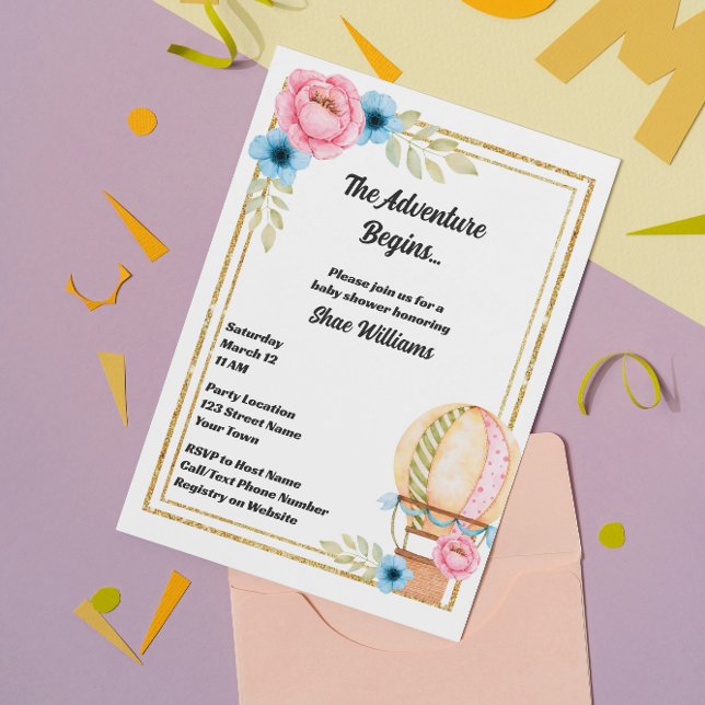 Convite para Chás de fraldas de balão de ar quente (Criador carregado)