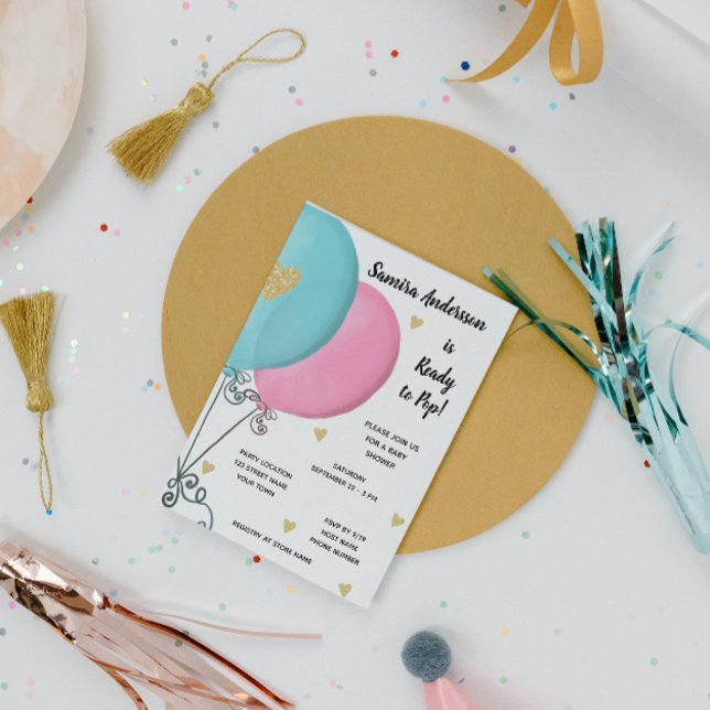 Convite para Chás de fraldas de Balões (Criador carregado)