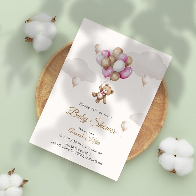 Convite para Chás de fraldas de Bear Balão (Criador carregado)