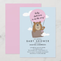 Convite para Chás de fraldas de Bear Bear Girls de