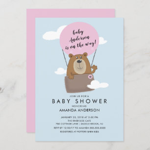 Convite para Chás de fraldas de Bear Bear Girls de