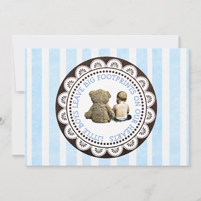 Convite para Chás de fraldas de Bebês e Ursos de T (Frente)