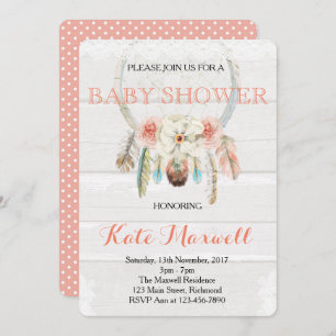 Convite para Chás de fraldas de Boho do Dreamcatch