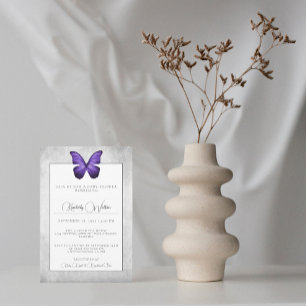 Convite para Chás de fraldas de borboletas roxas