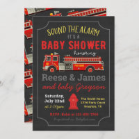 Convite para Chás de fraldas de Caminhão de Fogo |