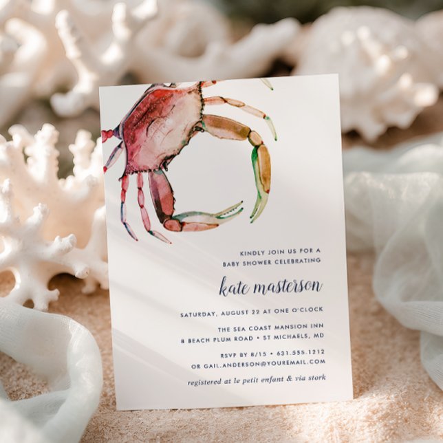 Convite para Chás de fraldas de Caranguejo Vermelh (Criador carregado)