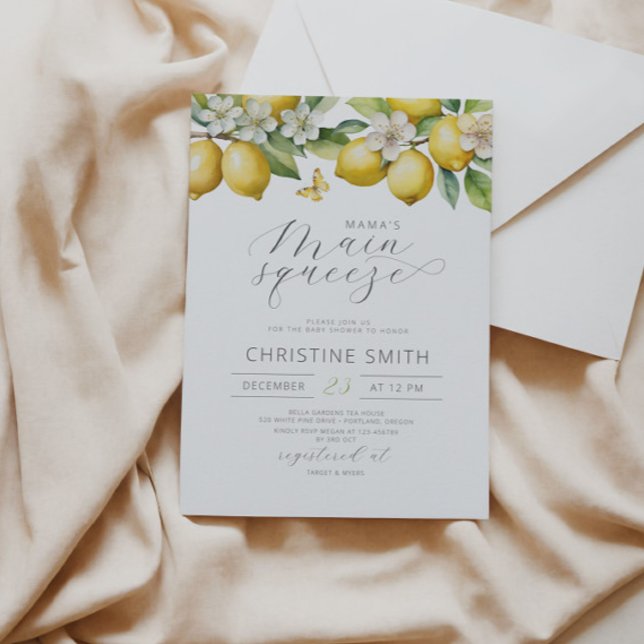 Convite para Chás de fraldas de citrinos de limões (Criador carregado)