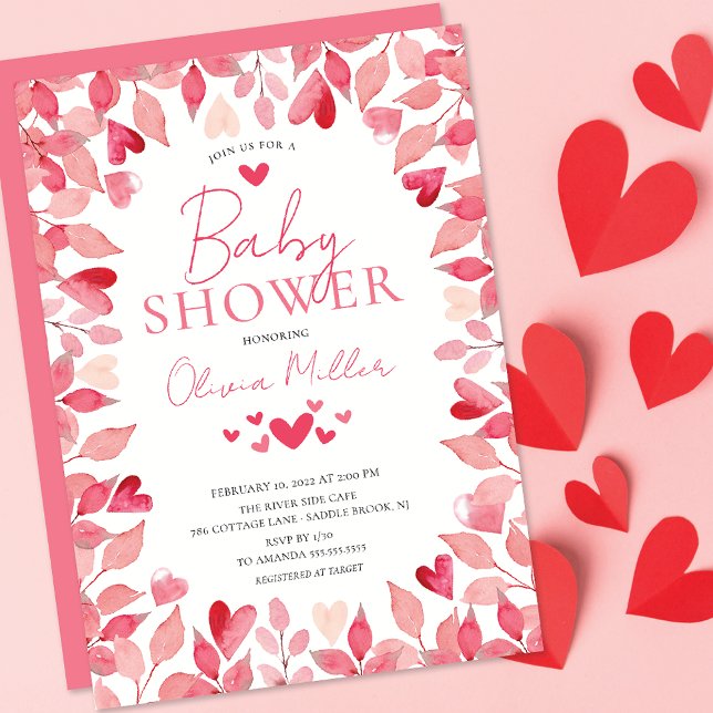 Convite para Chás de fraldas de Corações de Água (Criador carregado)