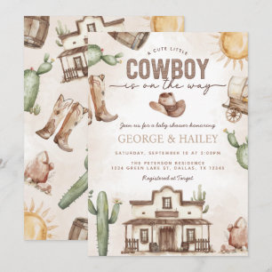 Convite para Chás de fraldas de cowboy ocidental