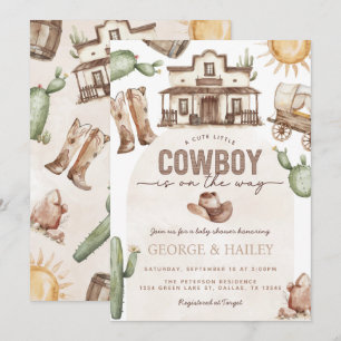 Convite para Chás de fraldas de cowboy ocidental