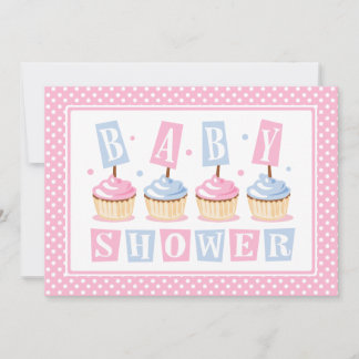 Convite para Chás de fraldas de Cupcakes